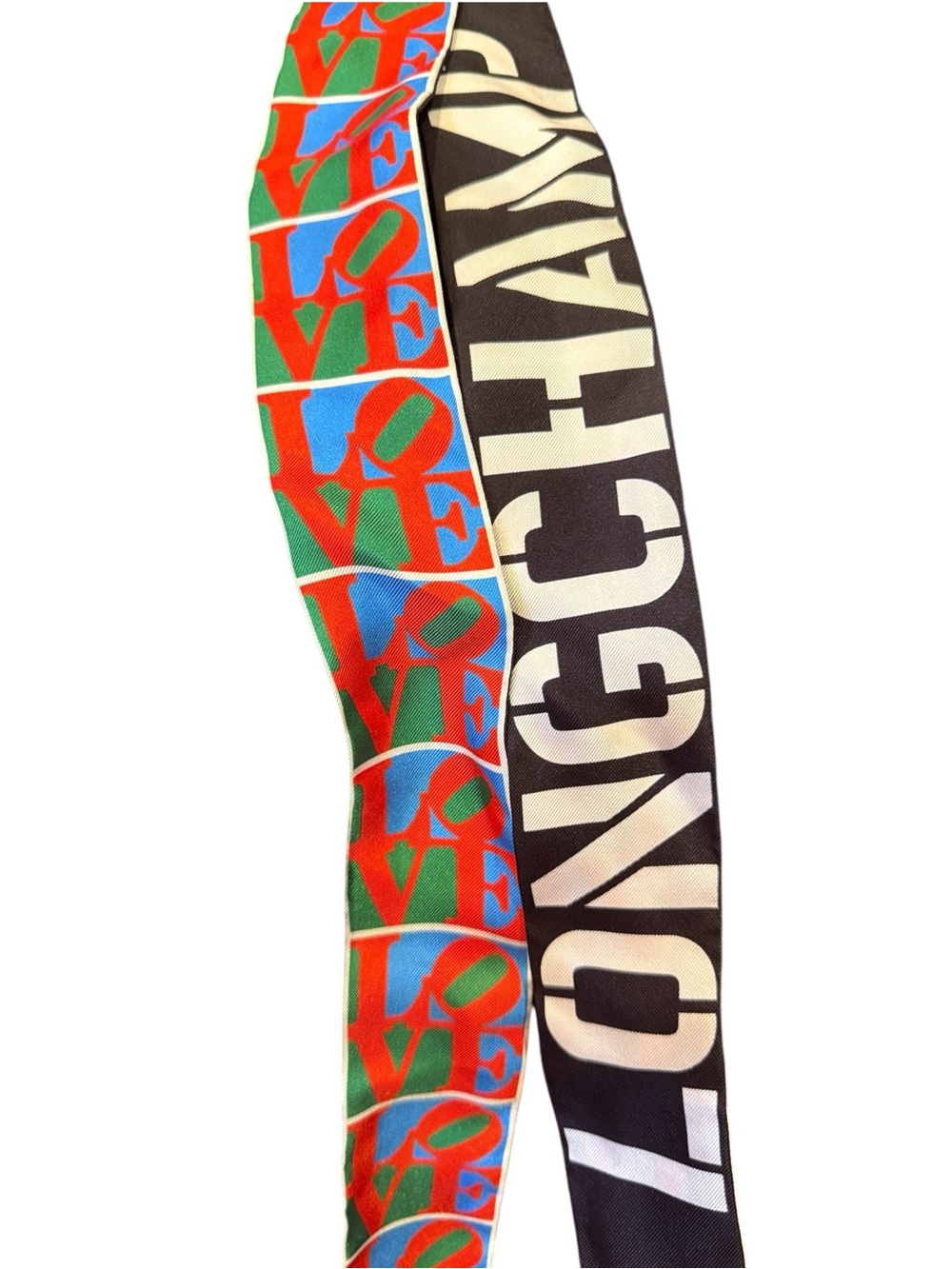 Longchamp X Robert Indiana Pop Art Love Stamp Silk Headband/Twilly/Scarf